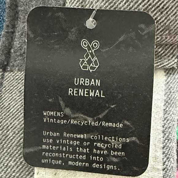 Urban Renewal/Wrangler Blue Denim Skirt with Plaid Accents - Picture 5 of 6